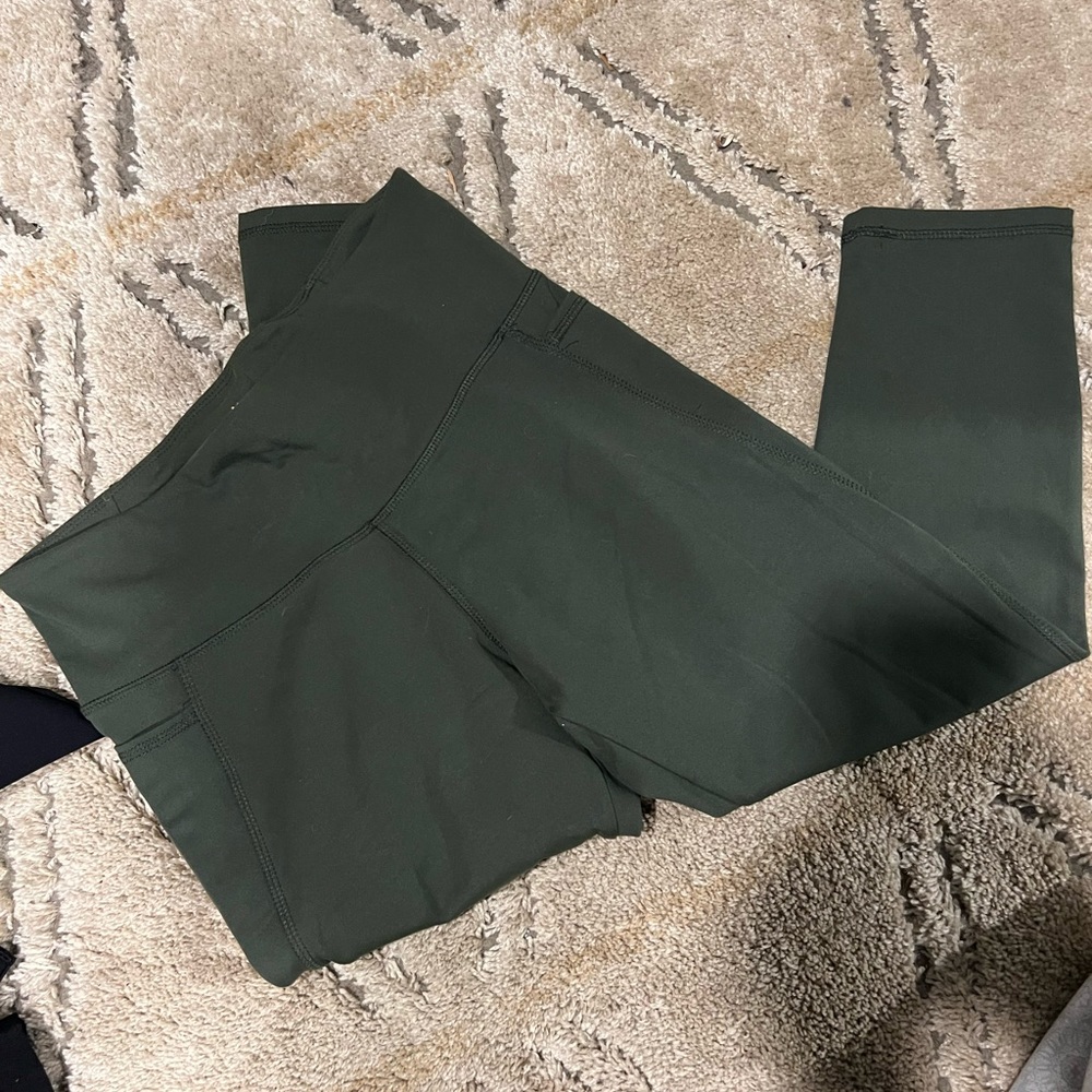 Army green crop leggings